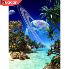 HUACAN Diy Diamond Painting Planet Seaside Scenery Mosaic Embroidery Summer Landscape Diamond Art Wall Decor 2024 - buy cheap