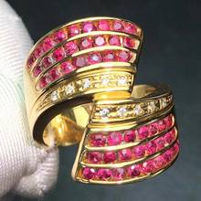 Fine Jewelry Real 18K Gold 100% Natural 1.3ct Red Ruby Gemstone Luxury 18k Gold Diamonds Stone Female Ring for Women Rings 2024 - buy cheap