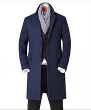 Men's woolen coat jacket 2020 fall/winter Europe, America and England mid-length slim fashion woolen trench coat 2024 - buy cheap