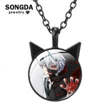 SONGDA Japan Anime Tokyo Ghoul Necklaces Vintage Glass Dome Photo Cat Ear Pendant Fashion Women's Sweater Chain Jewelry 2024 - buy cheap