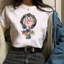 Mulheres menina de energia mão flor gráfico feminista manga curta topos camiseta moda feminina verão senhoras harajuku casual t camisa 2024 - compre barato
