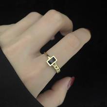 Кольцо из титановой стали асимметричное, маленькое черное кольцо квадратной формы в стиле ретро, Модная бижутерия 2024 - купить недорого