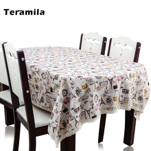 Teramila toalha de mesa com renda mesa de jantar pano de linho grosso para festa de casamento cozinha vida romântica retangular cobrir quadrado 2024 - compre barato