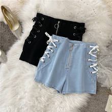 Jeans Shorts Women 2021 Summer High Waist Bandage Denim Shorts Ladies Casual Blue Shorts Student All Match Skinny Hot Shorts 2024 - buy cheap