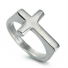 Мужское простое кольцо с крестиком, золотое, черное, Серебряное религиозное кольцо, мужское ювелирное изделие, подарок для христианского и религиозного культа 2024 - купить недорого