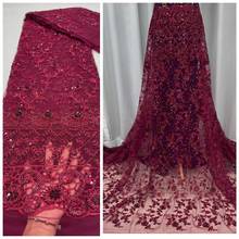 Embroidered Net Fabric with beads With super Quality  L-188681 African Tulle Lace Fabric For party Dress 2024 - buy cheap