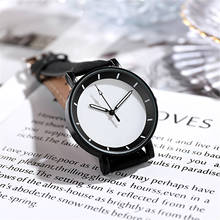Relógio de pulso minimalista feminino, material em couro, relógio analógico com pulseira em v, ideal para presente 2024 - compre barato