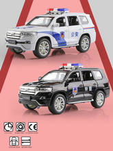 Carro de polícia toyota land cruiser suv, melhor presente para crianças, modelo de liga 1/32, simulação chezhi, veículos de brinquedo requintado 2024 - compre barato