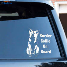 Черный/серебристый бордюр колли на борту автомобиля стикер собака новый дизайн животных авто виниловые наклейки съемные YC034 2024 - купить недорого