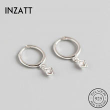 INZATT-pendientes de aro minimalistas para mujer, de Plata de Ley 925 auténtica, con rombos de circón, accesorios de joyería delicada para fiesta 2024 - compra barato
