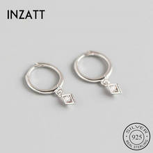 Inztt brincos de prata esterlina 925 real, brincos minimalistas de zircônia, argola, para mulheres, moda, festa, acessórios de joias finas 2024 - compre barato