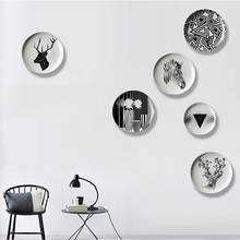 Black and white animal ceramic hanging plate wall decorative dish home decor crafts hanging room decoration 2024 - buy cheap