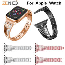 Correa de Metal para Apple Watch Series 4/3/2/1, 38mm, 42mm, 40mm, 44mm, pulsera de diamantes de imitación para Apple watch 2024 - compra barato