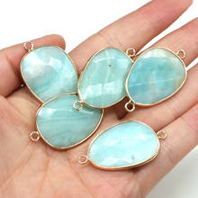 100% Natural Stone Connectors irregular Faceted Pendants Links Amazonite Charm for Jewelry Making DIY Necklace Bracelet 22x38mm 2024 - buy cheap
