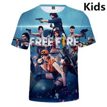 Camiseta para niños de 3 a 14 años, camisa con estampado 3D de fuego libre, camisetas de manga corta de dibujos animados para niños y niñas, ropa para niños 2024 - compra barato