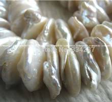 Jewelry Free Shipping  WOW! freshwater pearl white biwa reborn keshi 15" 2024 - buy cheap