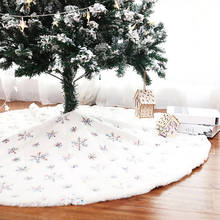 Saia de flocos de nece bordada em flanela branca, acessórios de decoração para árvore de natal, festa de natal 2024 - compre barato