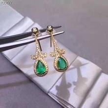 Brincos esmeralda natural s925 são joias finas fashion simples e adequadas para festas femininas frete grátis 2024 - compre barato