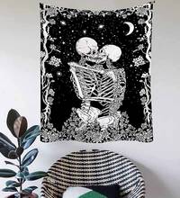 Tapiz de esqueleto para decoración del hogar, tapiz de macramé Hippie, colgante de pared, decoración Boho de brujería 2024 - compra barato