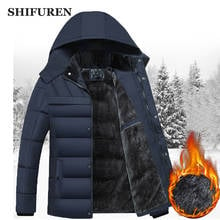 SHIFUREN Men Winter Jacket Thick Warm Parka Fleece Velvet Hooded Cotton-Padded Coats Clothing Long Sleeve Father's Gift Parka 2024 - buy cheap