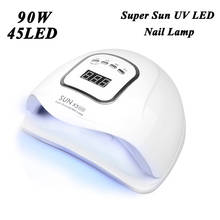 Uv de alta potência conduziu a lâmpada manicure prego secador com 45 pces leds profissional lâmpada do prego com display lcd para cura rápida todo o gel do prego 2024 - compre barato