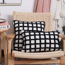 Nordic Style Black White Sofa Cushion Cover Plaid Tufted Pillowcase 30*50CM Waist Pillowcase for Home Christmas Pillowcases 2024 - buy cheap