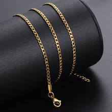 High Quality Width 2mm Stainless Steel Curb Link Chain Necklace for Men Women Gold Silver Color Simple Jewelry Gifts KNM179B 2024 - buy cheap