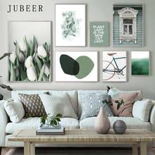 Pintura en lienzo abstracta de lirio, carteles nórdicos geométricos de naturaleza verde, imágenes artísticas de pared para decoración de sala de estar 2024 - compra barato