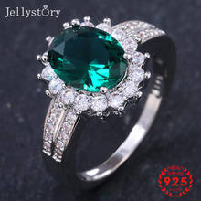 Anillo clásico de Jellystory para mujer, joyería de plata de ley 925 con forma ovalada de esmeralda de 8x10MM para mujer, regalo de fiesta de compromiso de boda 2024 - compra barato