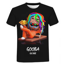 Мужская футболка с 3D-принтом Gooba 6ix9ine, модная повседневная Уличная одежда в американском стиле рэпера, футболка с круглым вырезом и коротким рукавом в стиле хип-хоп, Мужская футболка 2024 - купить недорого