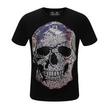 DUYOU-Camiseta de diseñador para hombre, camisa 100% de algodón, transpirable, con diamantes de imitación coloridos, estampado de calavera grande 66 2024 - compra barato