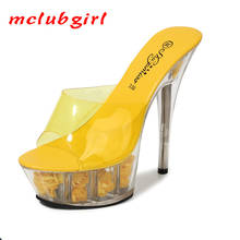 Mclubgirl sandálias femininas de salto alto com flor, sapatos de plataforma lfd com fundo de cristal e aço 2024 - compre barato