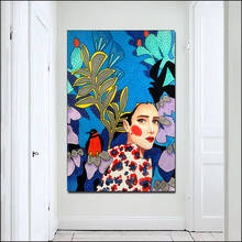 Meninas modernas estilo nórdico caroon pintura da lona moda cartazes e impressões parede arte imagem para sala de estar decoração casa cuadros 2024 - compre barato