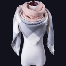 Новый Модный зимний шарф, женские повседневные шарфы, Дамское Клетчатое одеяло, кашемировый треугольный шарф, оптовая продажа, Прямая поставка, хит продаж 2024 - купить недорого