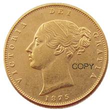 Moneda de Oro de la reina Victoria de Reino Unido 1875-PS, moneda de oro de cabeza joven, monedas de copia de medio sello muy raras 2024 - compra barato