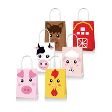 Farm Animals Gifts Candy Bags Baby Shower Party Decorations Cartoon Animals Stickers Kids Happy Birthday Party Gifts Paper Bags 2024 - buy cheap