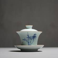 Ручная роспись, керамическая чашка с крышкой из селадона, чайная чашка, чашка санкai Gaiwan, чайная чаша, кунг-фу, набор для красного чая и Пуэра, чайные чашки для дома 2024 - купить недорого