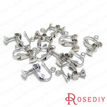Pendientes de Clip de perilla de cobre de imitación de rodio de 12x12mm, accesorios para joyería Diy, 10 piezas (JM5131) 2024 - compra barato