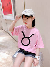 Camiseta de constelação para bebês meninas, camiseta fofa para meninas de 3 a 8 anos, mangas curtas e rosa 2024 - compre barato