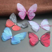 50PCS Colorful Organza Fabric Butterfly Appliques 60mm Translucent Chiffon Butterfly for Party Decor, Doll Embellishment 2024 - buy cheap