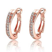 Miqiao 14k rosa ouro orelha manguito brincos de diamante completo para meninas femininas boho moda jóias acessórios de orelha pendientes kolczyki 2024 - compre barato