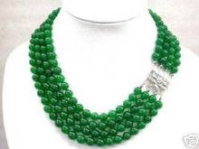wholesale Stunning pretty 4 rows 16-18" greenNatural jade round beads necklace 2024 - buy cheap
