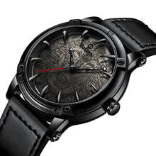 Biden relógio de pulso de quartzo masculino, casual 2019 pulseira de couro criativa lobo mostrador de alta qualidade erkek kol saati 2024 - compre barato