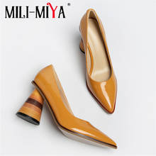 MILI-MIYA Fashion Women Full Genuine Leather Pumps Sexy Pointed Toe Strange Heels Slip-On Solid Color Dress Party Shoes 2024 - buy cheap