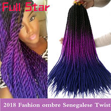 Full star-extensiones de cabello sintético para mujer, trenzas de ganchillo con degradado senegalés de 24 pulgadas, Color negro y marrón 2024 - compra barato