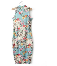 Vestido floral de verão para mulheres, midi, midi, pescoço, sem mangas, slim fit, quadril, 2021 2024 - compre barato