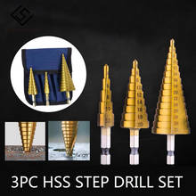 Free shipping 3pc set cone hole cutter Taper metric 4 - 12 / 20 / 32mm 1 / 4 "titanium coated metal hex core drill bits 2024 - buy cheap