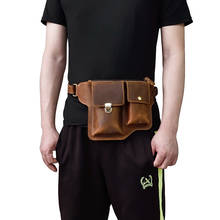 Vintage Men's Waist Pack Genuine Leather Male Money Belt Bag Real Leather Shoulder Messenger Phone Bags Zipper Pocket Mobile Bag 2024 - buy cheap