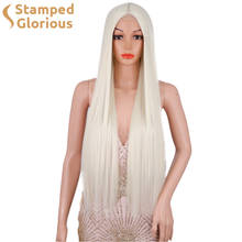 Синтетический длинный прямой белый парик, натуральный парик средней части для женщин, для ежедневного использования, термостойкие волосы 2024 - купить недорого