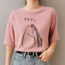 Peixe salgado Cry Gráfico de Impressão T-shirt Mulheres Verão 2020 Harajuku Estética Tshirt novo Estilo Coreano vogue top Feminino T Camisa rosa 2024 - compre barato